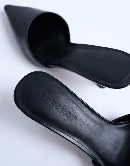 Topshop Dorota kitten heel pointed mule in black | ASOS