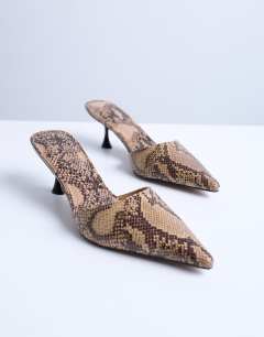 Dorota kitten heel pointed mule in snake