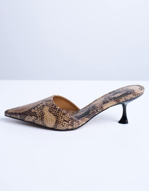Topshop Dorota kitten heel pointed mule in snake, 4 of 4