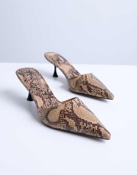 Topshop - Dorota - Muiltjes met kitten hak in slangenprint - view 1