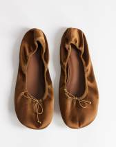Topshop Dorothy round toe ballet flat in bronze satin