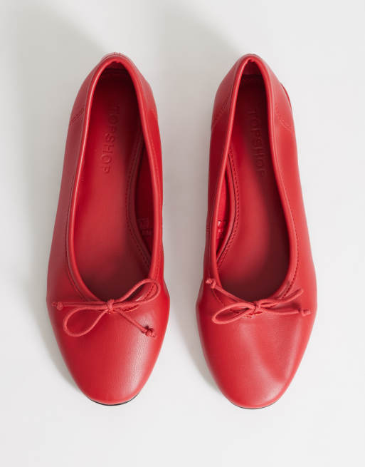 Topshop - Dottie - Ballerine rosse con tacco largo, 2 di 4