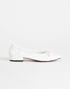 Dottie block heel ballet shoe in white