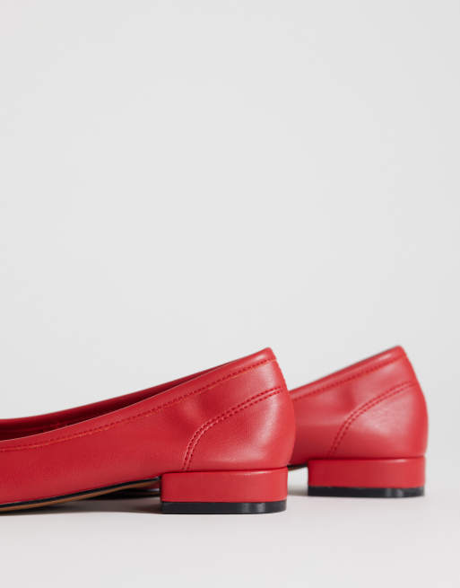 Topshop Dottie block heel ballet shoes in red, 4 of 4
