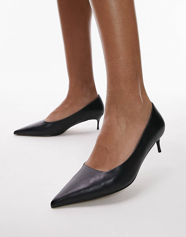 Topshop - dotty kitten heel court shoe in black