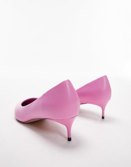 Ladies pink kitten heel shoes best sale