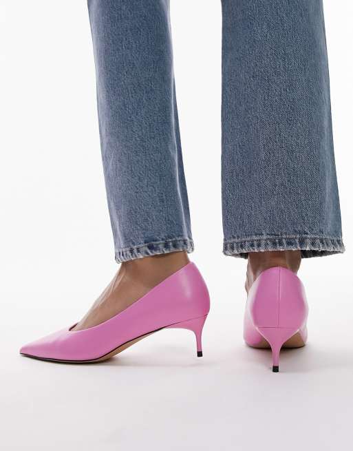 Bright pink kitten heel shoes best sale