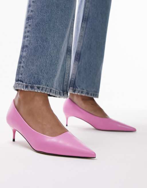 Topshop - Dotty - Pumps met kittenhak in roze, 2 van 4