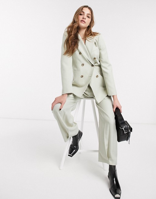 Topshop double breasted blazer co-ord in pale green