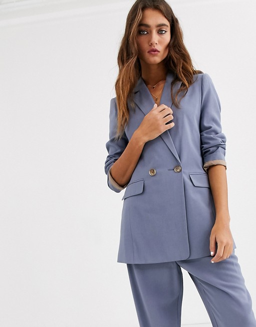 Topshop double breasted blazer in dusty blue