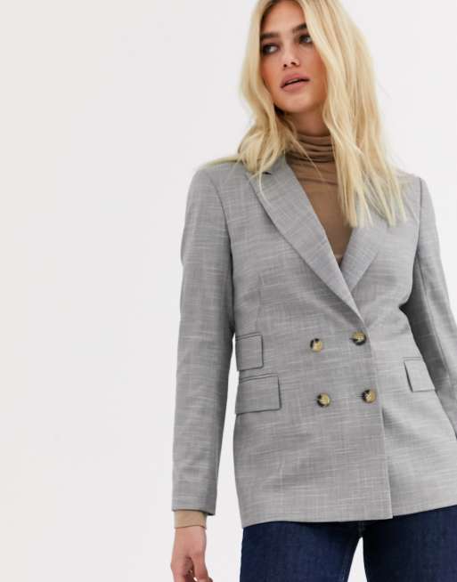 Grey double breasted blazer on sale womens