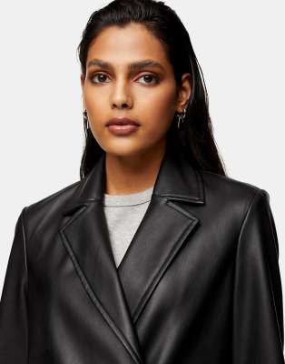 leather double breasted blazer