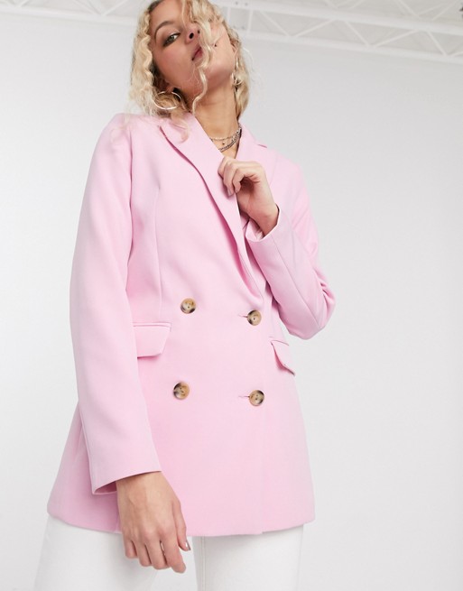 Topshop double breasted jacket in blush pink