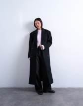 Topshop double breasted mensy overcoat with wool in black