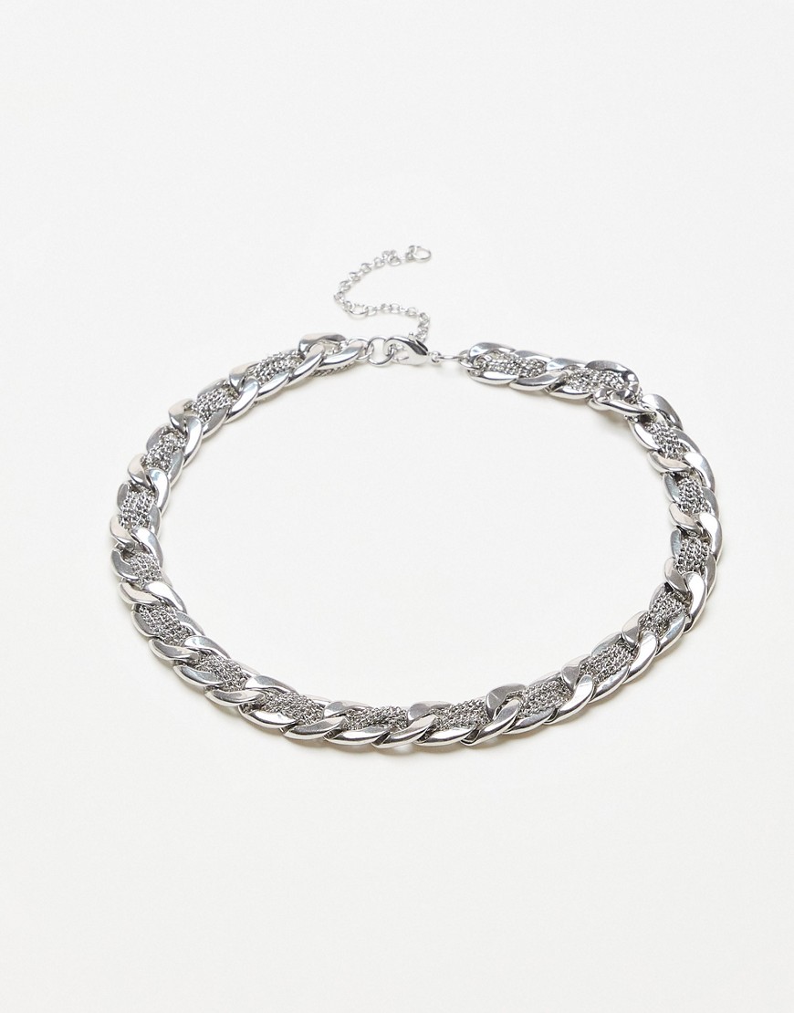 Topshop double chain necklace in silver