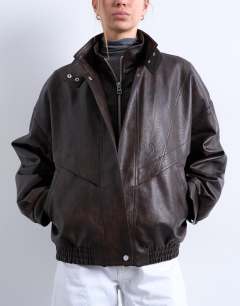 Double fronted seam detail bomber in brown