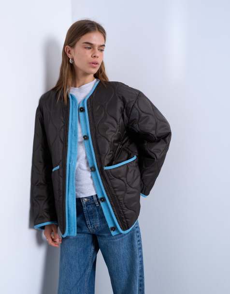 Topshop double layer fronted liner jacket in brown
