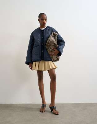 Topshop Double Layer Fronted Liner Jacket In Blue