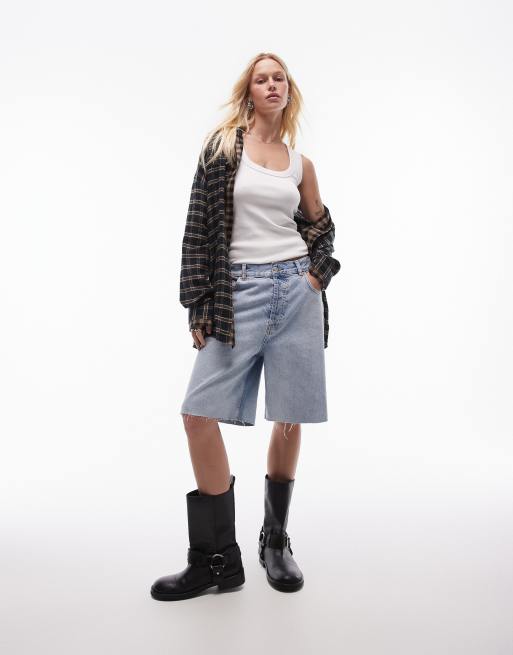 Topshop double layer oversized shirt in contrast check | ASOS