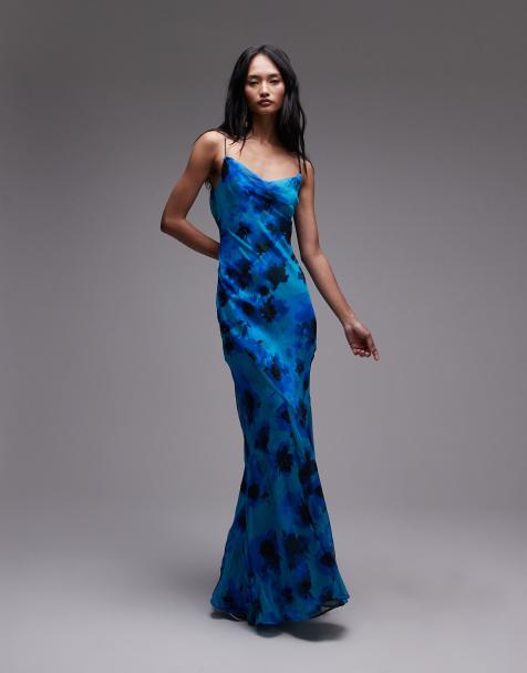 Topshop double layered cami dress in soft blue floral - view 1