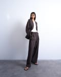 [Topshop] Topshop double pleat pants in brown (Part of a set) 12 BROWN