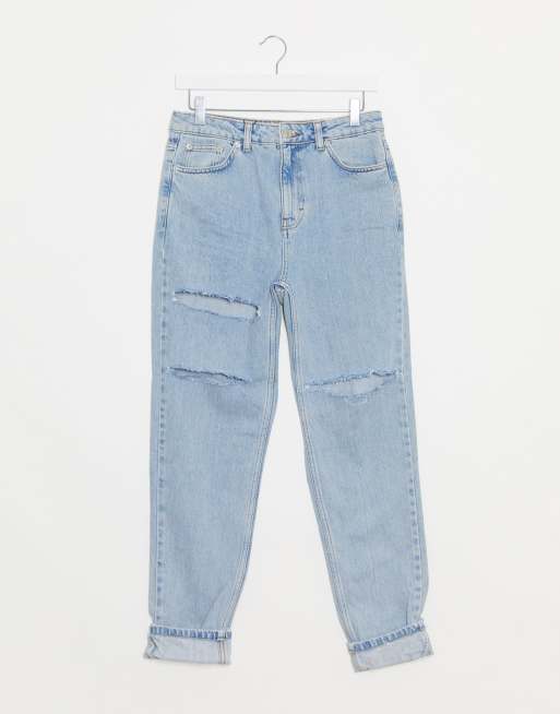 Topshop double rip mom jeans in bleach, 2 of 4