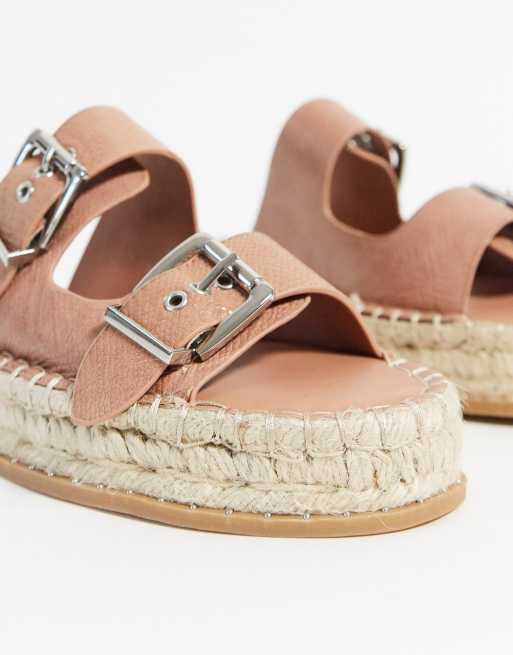 Topshop double strap platform espadrilles in taupe ASOS