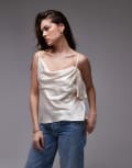 [Topshop] Topshop double strap satin cami with ruffle in champagne-Gold 8 Champagne