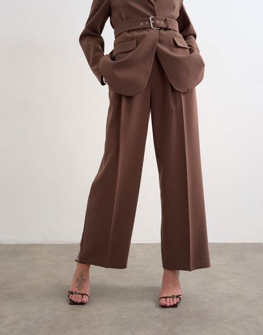 Topshop double tailored pants in chocolate - part of a set, 2 of 5