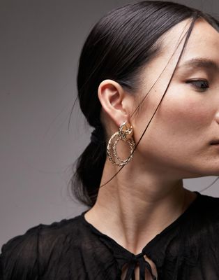 Topshop double twist drop earrings in gold