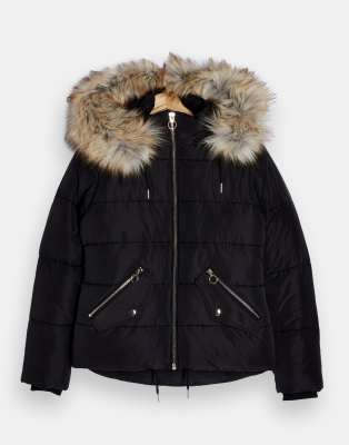 doudoune fourrure noir