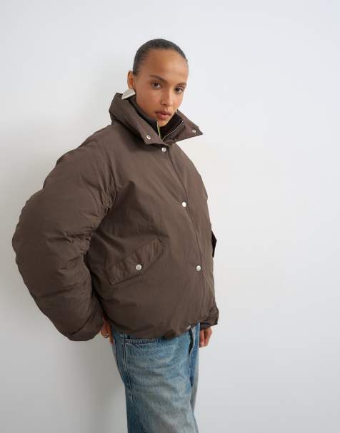 Topshop doudoune à double col marron - view 1