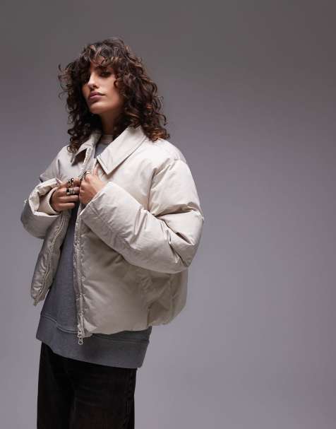 Topshop - Doudoune courte avec col - Taupe - view 1