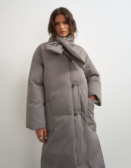 Topshop doudoune longue pillow scarf taupe, 2 de 4