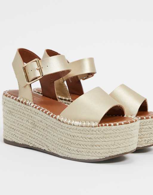 Topshop Dove Espadrille Sandal in Gold