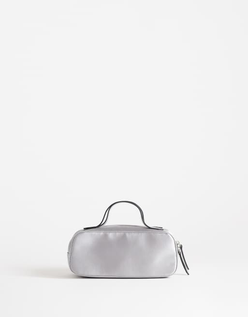 Topshop Dover medium satin handväska med topphandtag i grått, 1 av 4