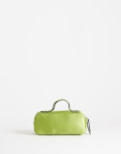 Dover medium satin top handle grab bag in green