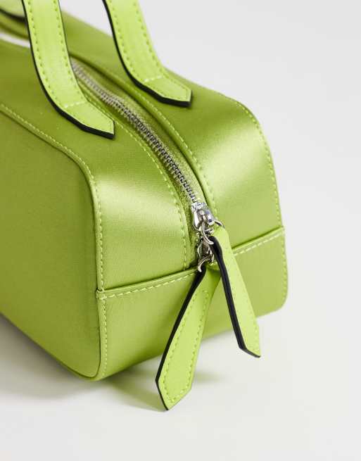 Topshop Dover medium satin top handle grab bag in green, 3 of 4