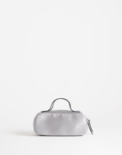 Dover medium satin top handle grab bag in grey