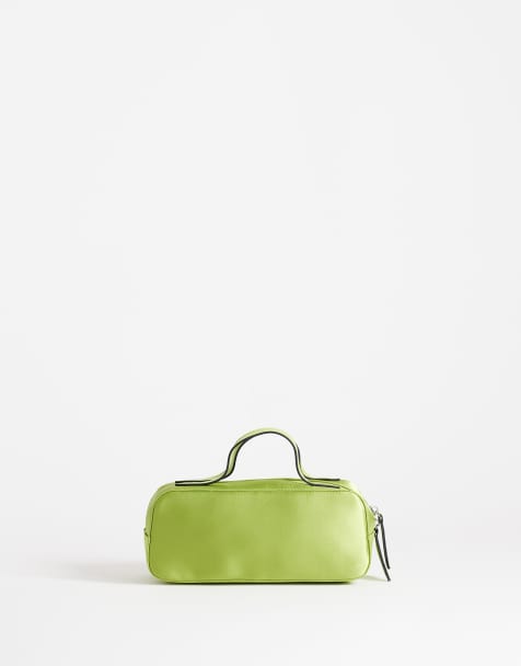 Topshop Dover mittelgroße Satin-Handtasche mit Henkel in Grün - view 1