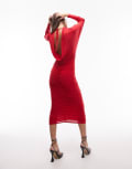 [Topshop] Topshop drape front midi dress in red 8-10 red