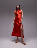 [Topshop] Topshop drape neck maxi dress in red 12 Red