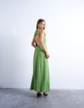[Topshop] Topshop drape neck open back midi dress in green 16 GREEN