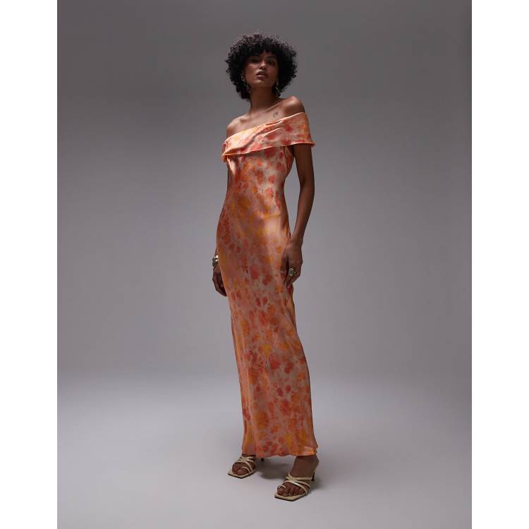topshop lace orange dress Topshop - Drape Shoulder Maxi Dress - Women - Viscose - 14 US