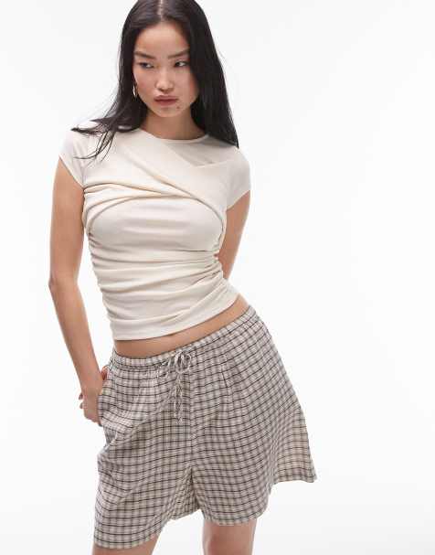 Topshop draped tee in off-white - view 1