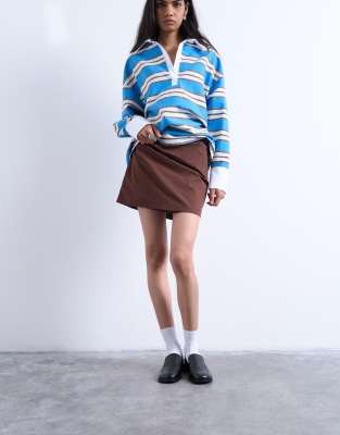 Topshop Draped Tuckside Mini Skirt In Brown