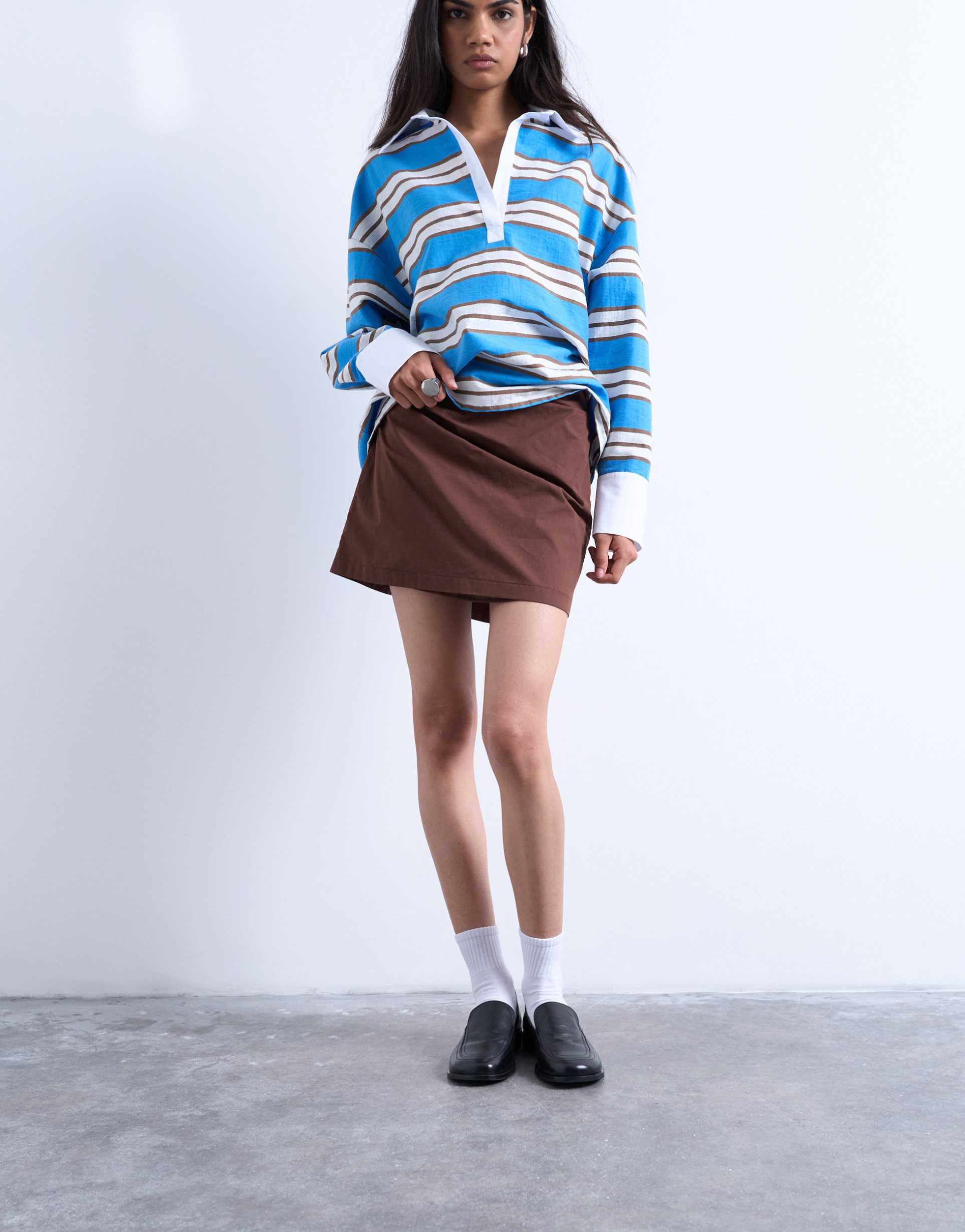 topshop draped tuckside mini skirt in chocolate brown