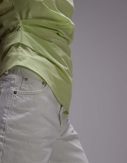 Topshop – Drapiertes Top in Limettengrün mit geraffter Seite, 4 von 4