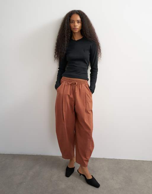 Topshop drawcord techy balloon pants in rust, 3 of 5