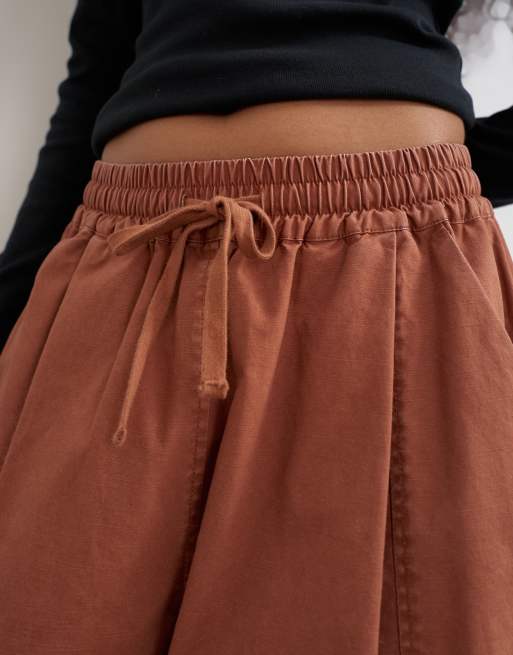 Topshop drawcord techy balloon pants in rust, 4 of 5
